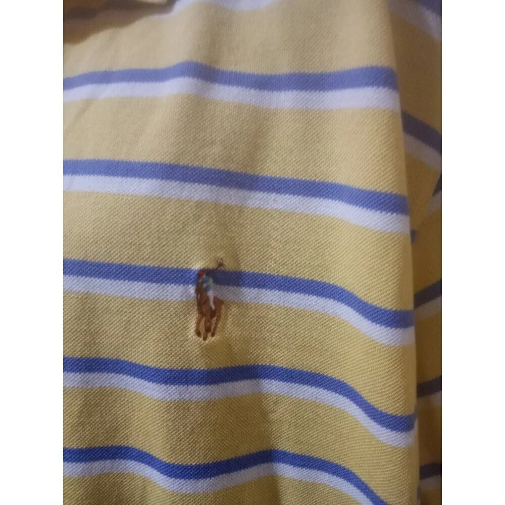 Polo Ralph Lauren Shirt Mens 3XB Big Striped Blue Yellow White 100% Pima Cotton